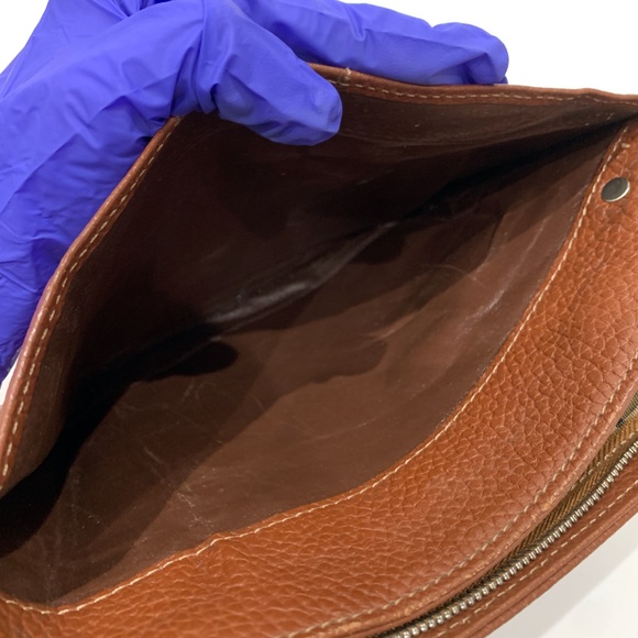 Burberrys Brown Leather Boston Sku#85586 (Gently used, rubbing, lost shape) - Picture 13 of 15